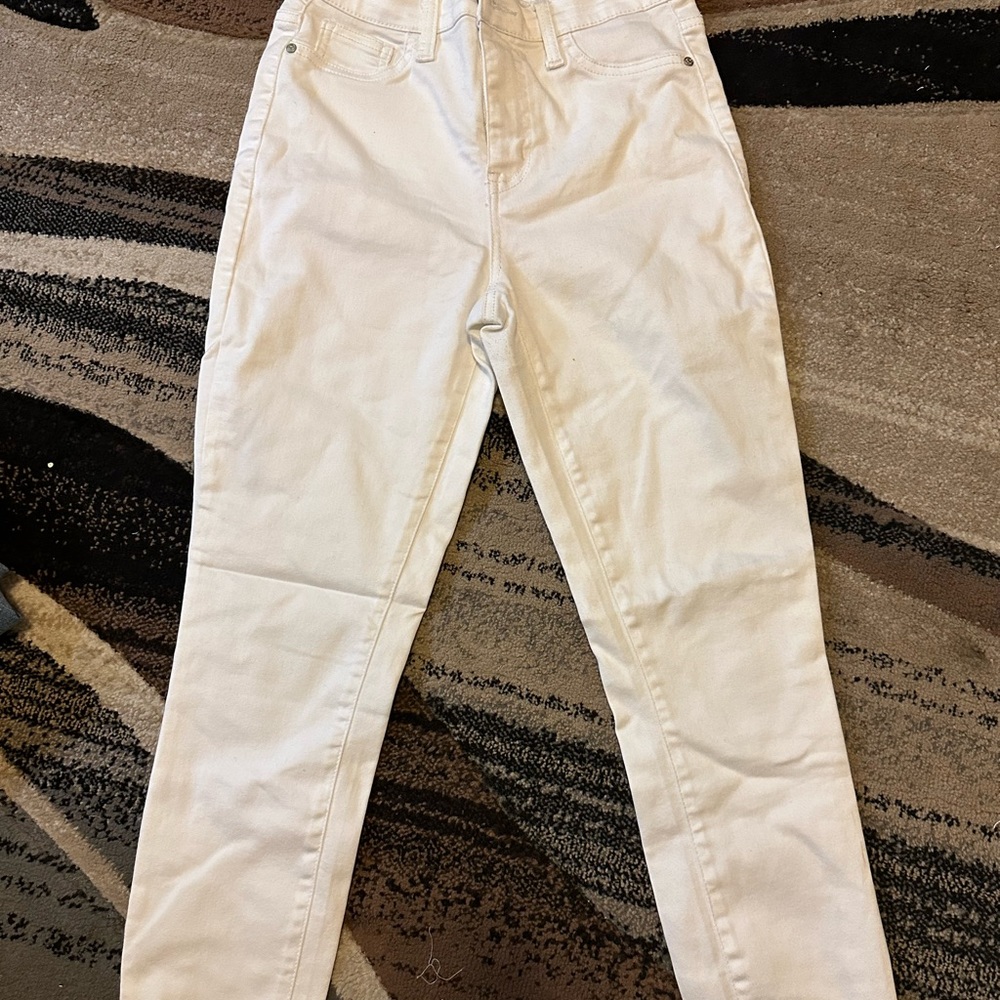 Women high rise ankle skinny whites